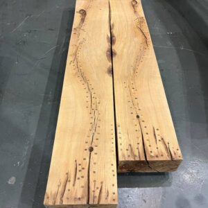 Conjunto de vigas de roble francés de 260x40x20 cm, textura natural visible, para mesas centro, mesas auxiliares y diseño rústico