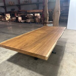 Mesa elegante de comedor de iroko macizo, 340 cm, acabado barniz mate incoloro